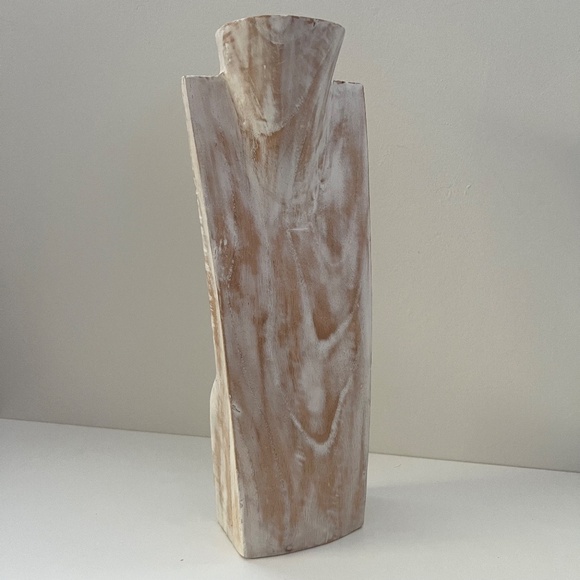 NEW Whitewashed Wooden Necklace Display Bust 15.5" - Picture 2 of 7